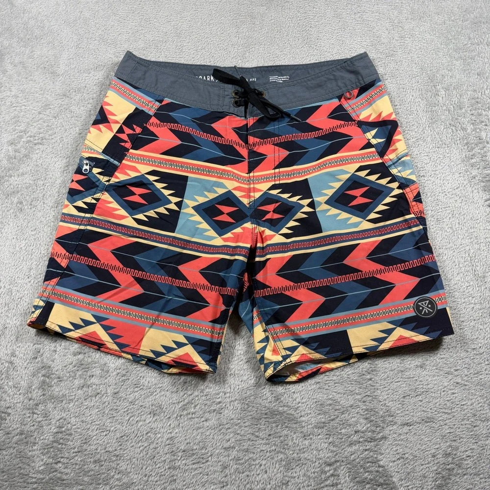 Roark Board Shorts Mens 28 Multicolor Geometric Aztec Cordura The Boa Man RB399
